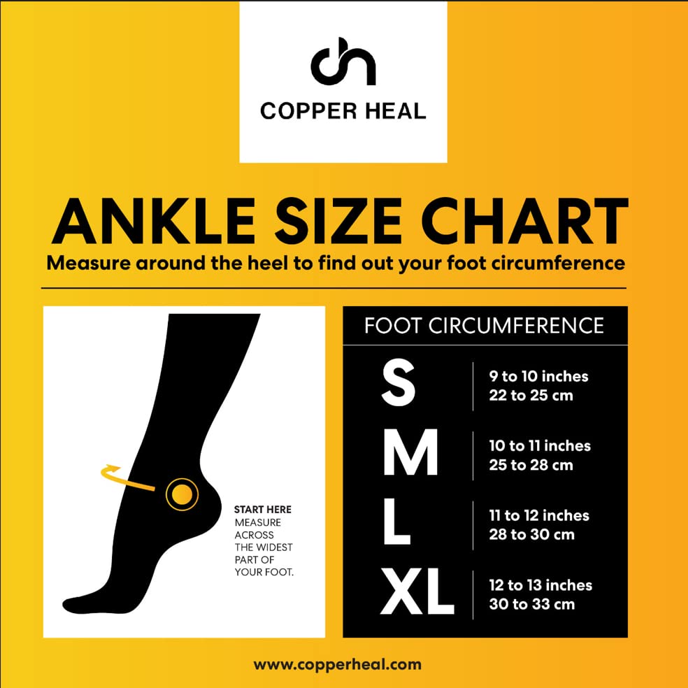 COPPER HEAL ANKLE Compression Sleeve (PAIR) - Highest Copper Infused Socks Arch Support Foot Swelling Achilles Tendon Joint Pain Plantar Fasciitis Sports Injury (L - pair)