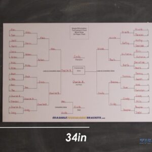 32 Team Erasable Blind Draw Single Elimination Tournament Bracket Chart + Erasable Pen