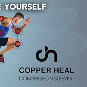 THIGH Compression Recovery Sleeve by COPPER HEAL Recover from Sore Pulled Hamstring Groin Strain Pain Sprains Tendinitis Injury Quadriceps Muscle Tear Quad