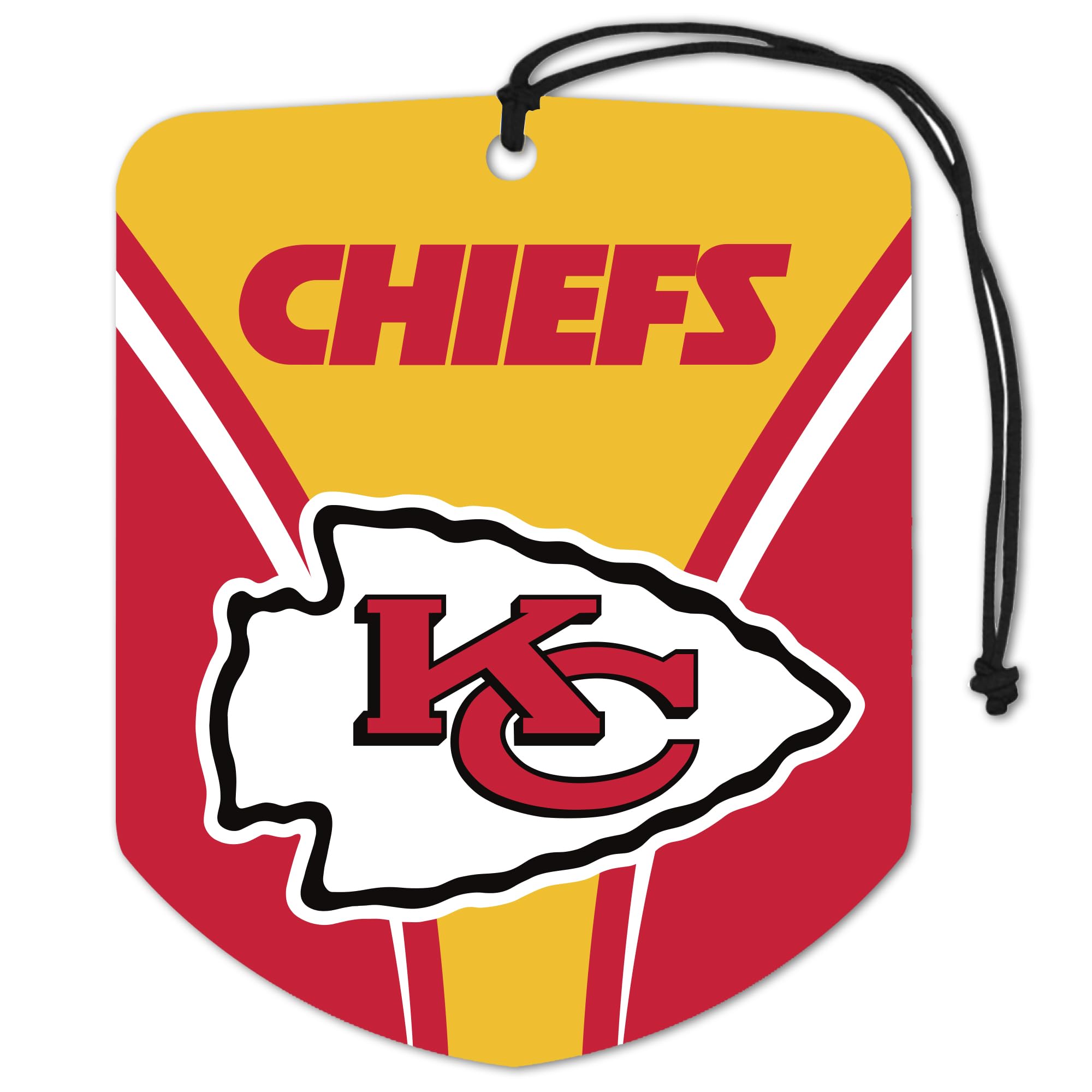 FANMATS 61574 NFL Kansas City Chiefs Hanging Car Air Freshener, 2 Pack, Black Ice Scent, Odor Eliminator, Shield Design with Team Logo