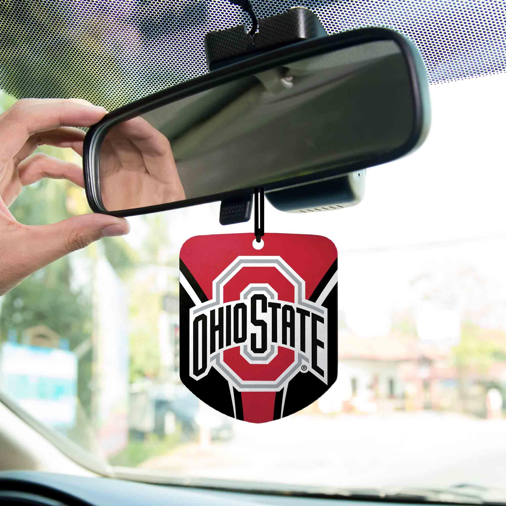 FANMATS 61626 NCAA Ohio State Buckeyes Hanging Car Air Freshener, 2 Pack, Black Ice Scent, Odor Eliminator, Shield Design with Team Logo