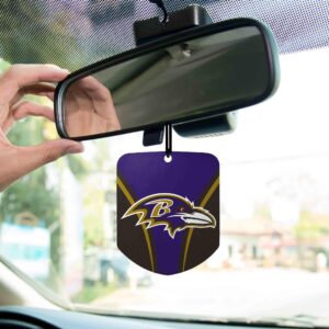 FANMATS 61562 NFL Baltimore Ravens Hanging Car Air Freshener, 2 Pack, Black Ice Scent, Odor Eliminator, Shield Design with Team Logo