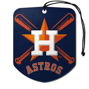 FANMATS 61548 MLB Houston Astros Hanging Car Air Freshener, 2 Pack, Black Ice Scent, Odor Eliminator, Shield Design with Team Logo