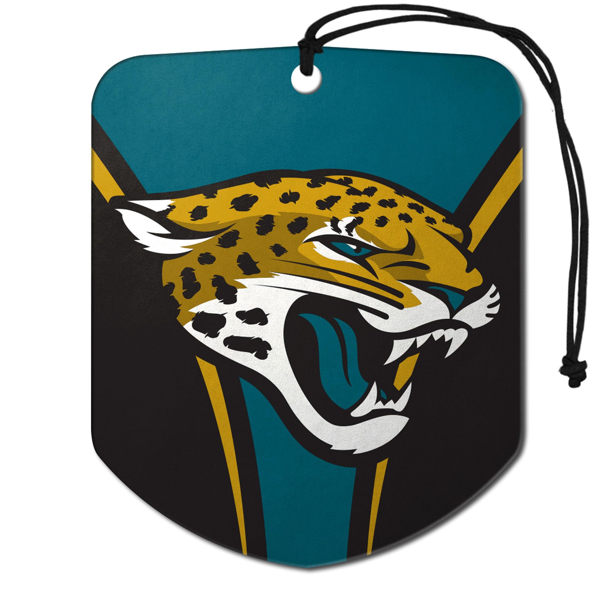 FANMATS 61573 NFL Jacksonville Jaguars Hanging Car Air Freshener, 2 Pack, Black Ice Scent, Odor Eliminator, Shield Design with Team Logo