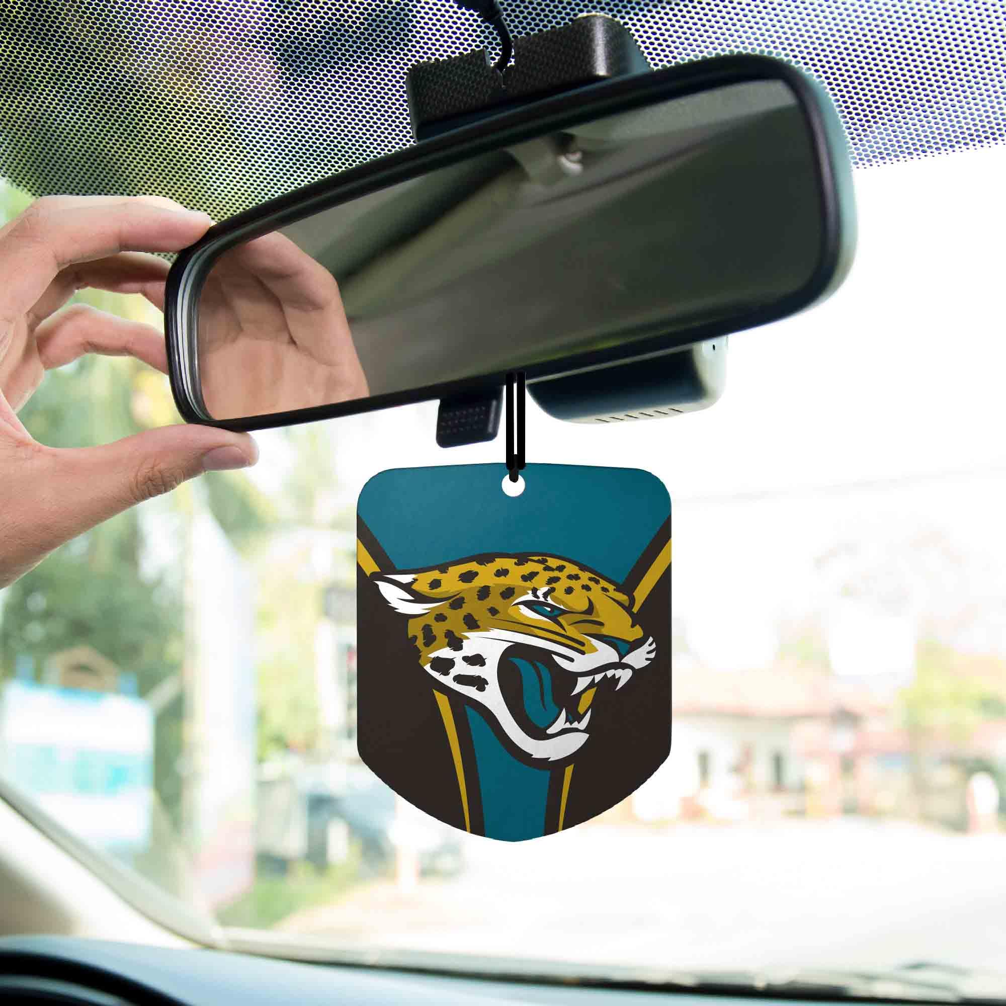 FANMATS 61573 NFL Jacksonville Jaguars Hanging Car Air Freshener, 2 Pack, Black Ice Scent, Odor Eliminator, Shield Design with Team Logo