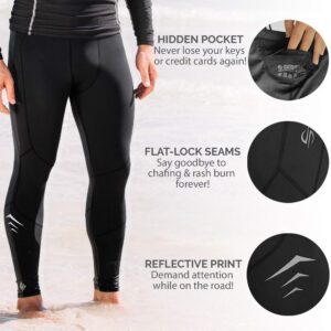 Men's Wetsuit Swim Compression Leggings | Dive Skins Surf Tights Water Sunprotection Pants | Quick dry Base layer Running Workout gym UPF 50+ (Black, M)