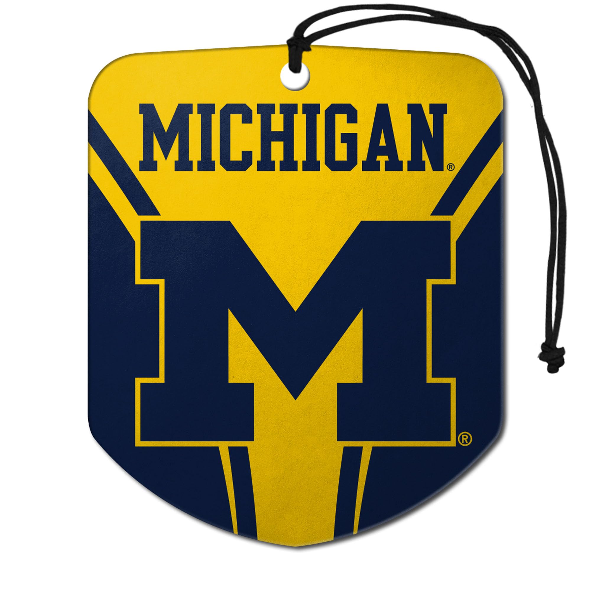 FANMATS 61620 NCAA Michigan Wolverines Hanging Car Air Freshener, 2 Pack, Black Ice Scent, Odor Eliminator, Shield Design with Team Logo