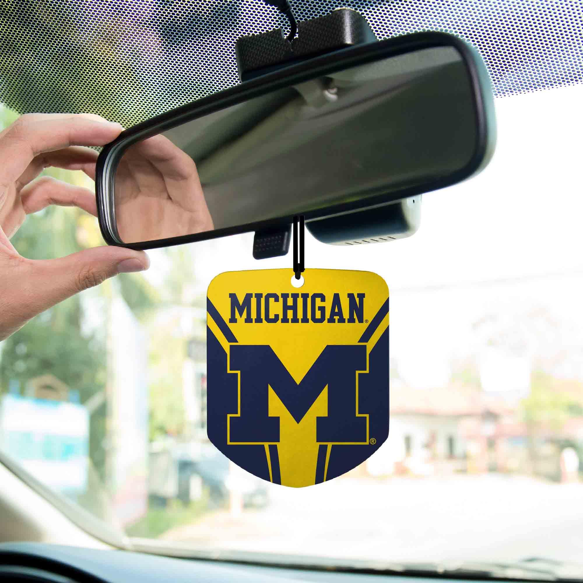 FANMATS 61620 NCAA Michigan Wolverines Hanging Car Air Freshener, 2 Pack, Black Ice Scent, Odor Eliminator, Shield Design with Team Logo