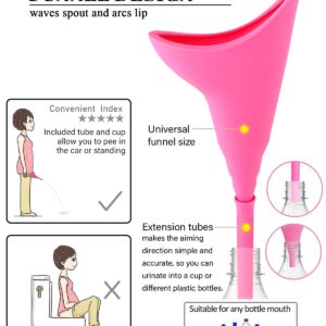 ABXLNIU Female Urination Device with Pee Cup, Travel Essentials Female Urinal for Women, Reusable Womens Pee Funnel Camping/Hiking Gear Gifts for Women, Pink