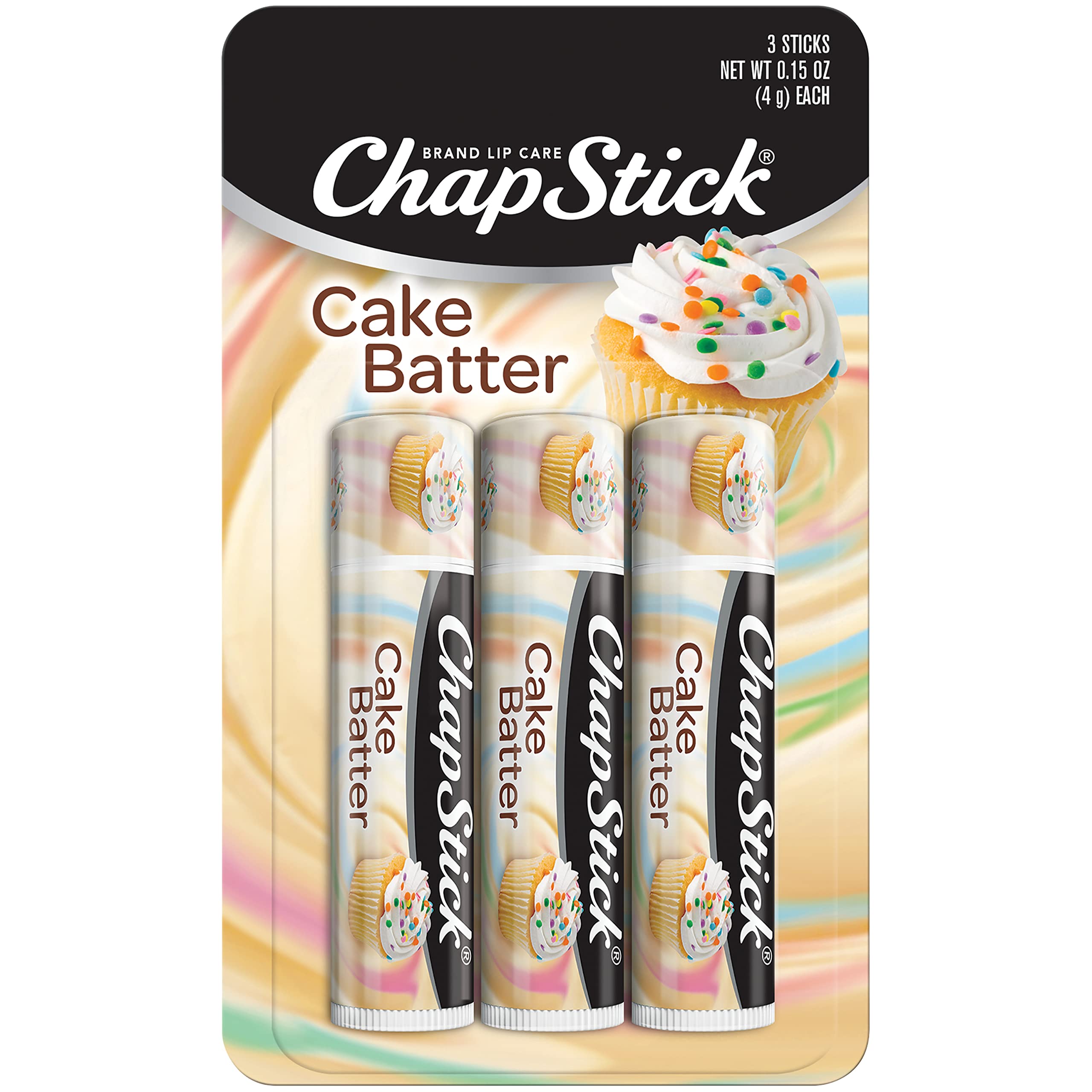 ChapStick Cake Batter Limited Edition Flavored Lip Balm Tubes - 0.15 Oz (Pack of 3)