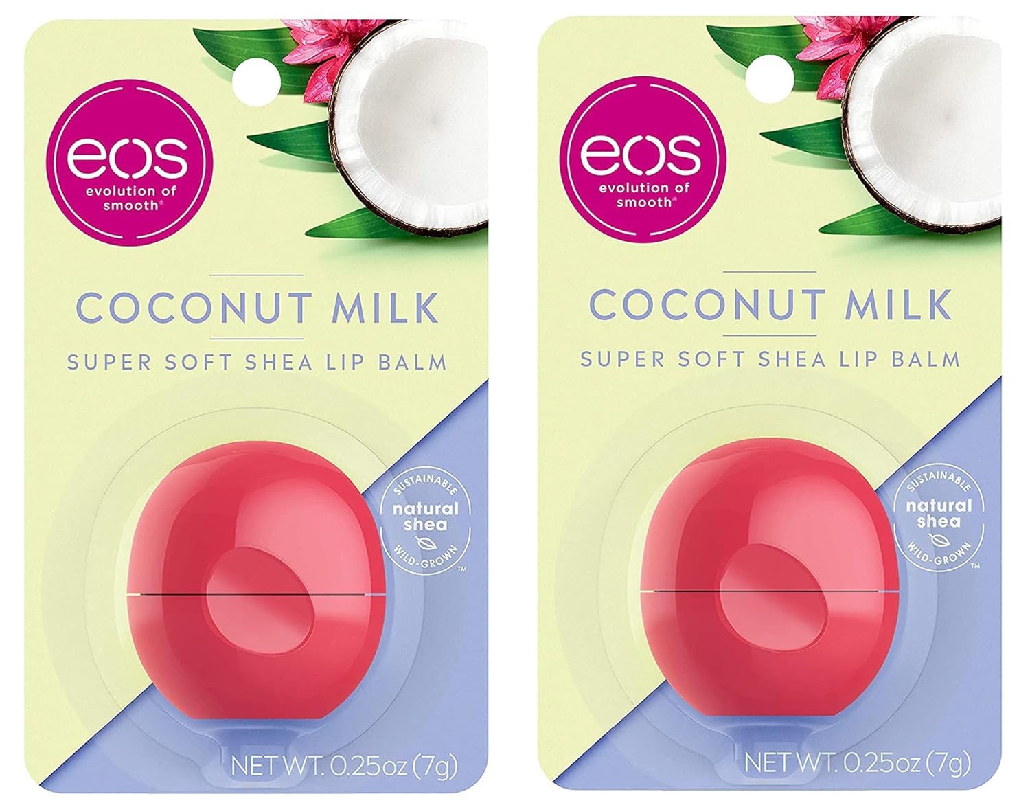 EOS Super Soft Shea Lip Balm, Coconut Milk 0.25 oz (Pack of 2)