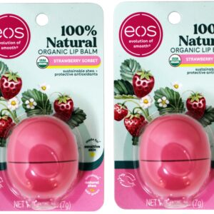 eos Smooth Lip Balm Sphere, Strawberry Sorbet 0.25 oz (Pack of 2)