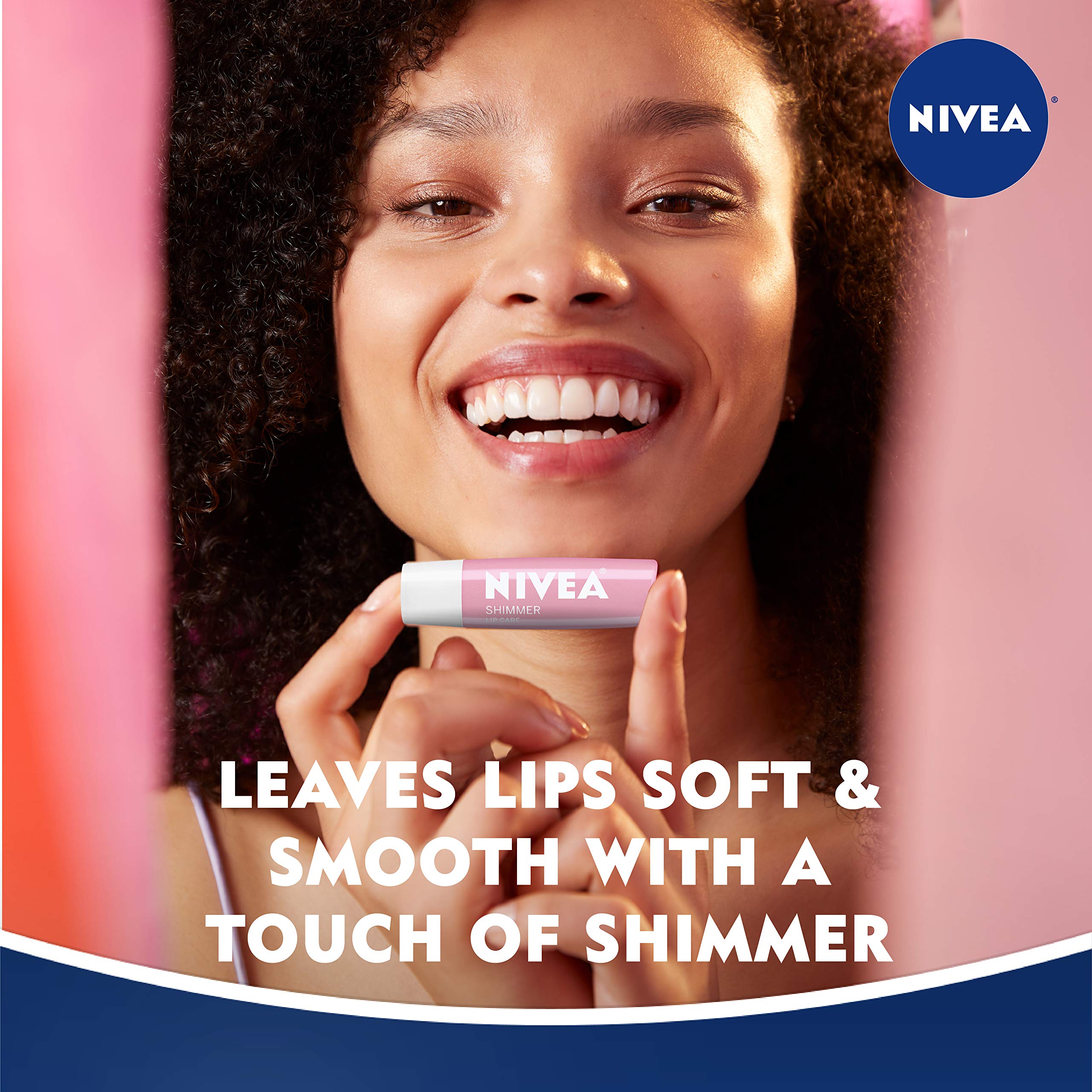 NIVEA Shimmer Lip Care, Moisturizing Lip Balm Stick with Shea Butter and Jojoba Oil, 4 Pack of 0.17 Oz Sticks