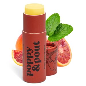 poppy & pout blood orange mint jumbo lip balm | all natural lip balms & moisturizers | hydrates with beeswax, vitamin e, organic coconut oil | cruelty-free | lip balm in recyclable cardboard tube