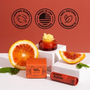 Poppy & Pout Blood Orange Mint Jumbo Lip Balm | All Natural Lip Balms & Moisturizers | Hydrates with Beeswax, Vitamin E, Organic Coconut Oil | Cruelty-Free | Lip Balm in Recyclable Cardboard Tube