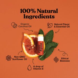 Poppy & Pout Blood Orange Mint Jumbo Lip Balm | All Natural Lip Balms & Moisturizers | Hydrates with Beeswax, Vitamin E, Organic Coconut Oil | Cruelty-Free | Lip Balm in Recyclable Cardboard Tube