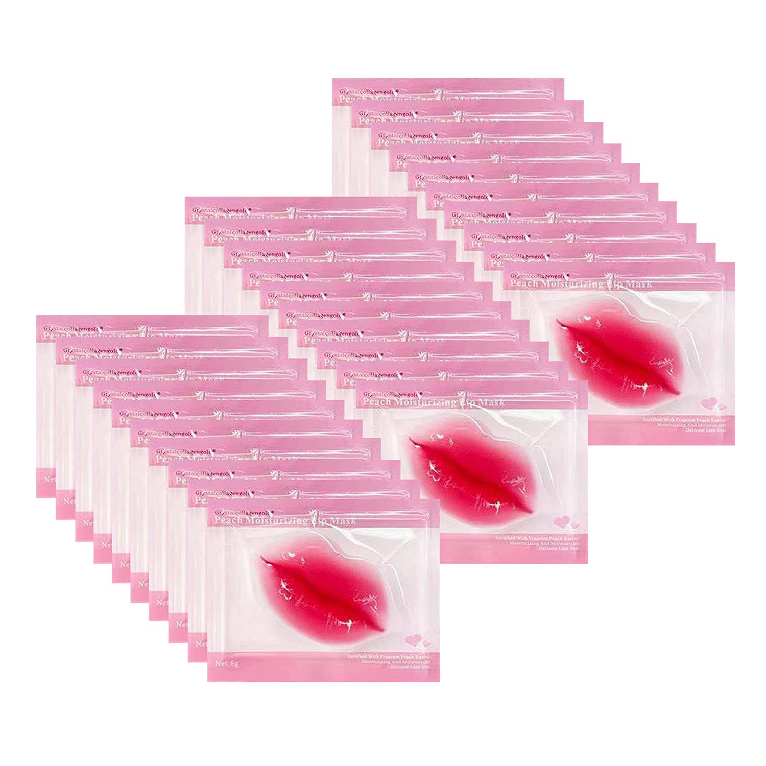 NIYET 30 pieces of Moisturizing Collagen Crystal Lip Mask - Anti-Ageing & Anti Chapped, Reduce lip Wrinkles, Fade Lip Color, Make Skin Smooth And Firm Collagen Lip Pieces (Rose)