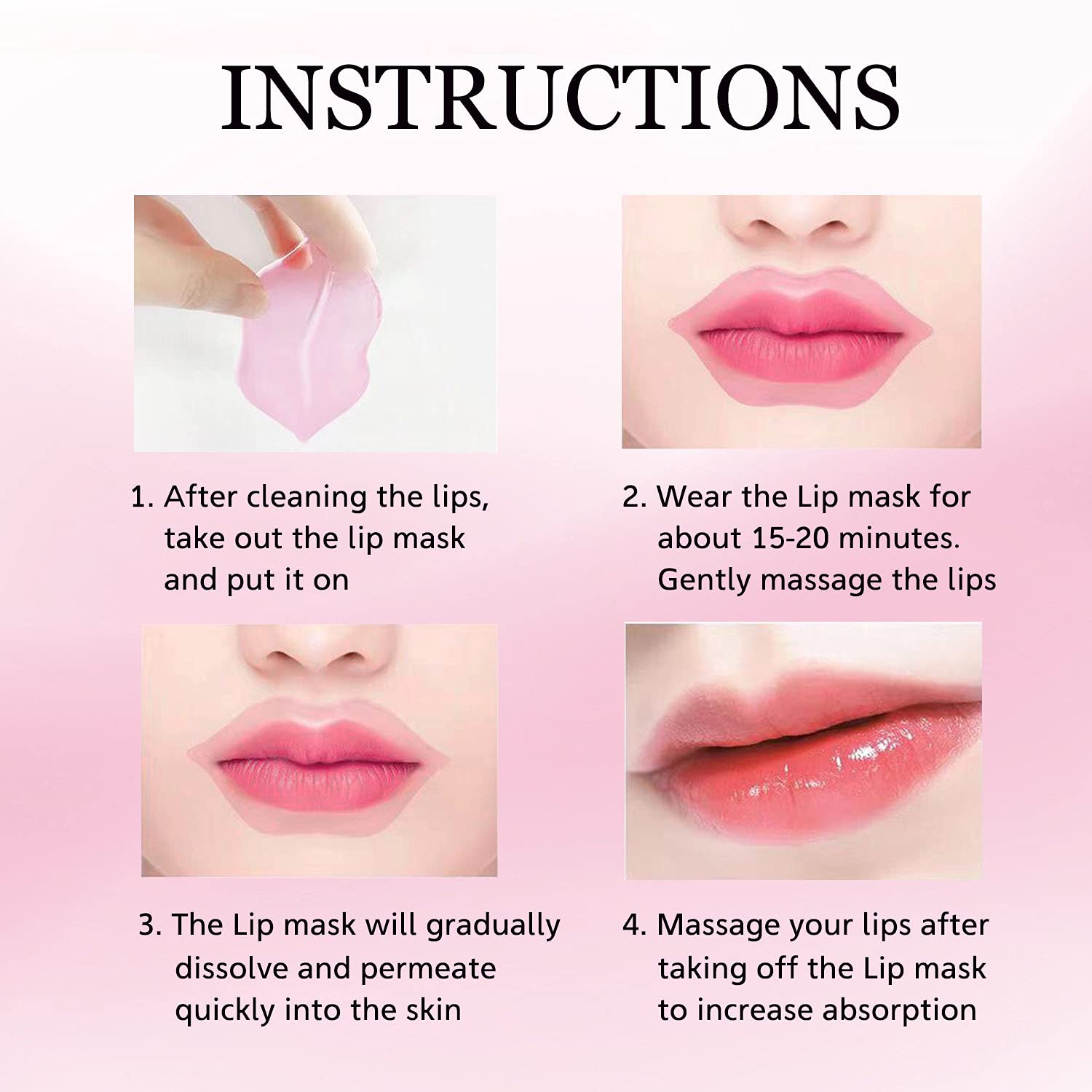 NIYET 30 pieces of Moisturizing Collagen Crystal Lip Mask - Anti-Ageing & Anti Chapped, Reduce lip Wrinkles, Fade Lip Color, Make Skin Smooth And Firm Collagen Lip Pieces (Rose)