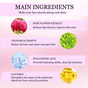 NIYET 30 pieces of Moisturizing Collagen Crystal Lip Mask - Anti-Ageing & Anti Chapped, Reduce lip Wrinkles, Fade Lip Color, Make Skin Smooth And Firm Collagen Lip Pieces (Rose)