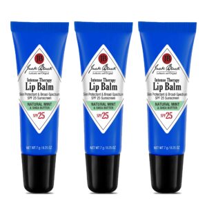 jack black intense therapy lip balm, 0.25-oz., pack of 3 – natural mint & shea butter, spf 25 sun protection, lip moisturizer, hydrating lip balm with spf, long lasting treatment