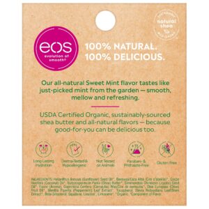 eos USDA Organic Lip Balm - Sweet Mint | Lip Care to Nourish Dry Lips | 100% Natural and Gluten Free | Long Lasting Hydration | 0.14 oz | 4 Pack