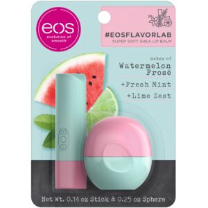 eos flavorlab lip balm stick and sphere, watermelon frosé, natural shea lip products, 2 count(pack of 1)