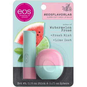 eos FlavorLab Lip Balm Stick and Sphere, Watermelon Frosé, Natural Shea Lip Products, 2 Count(Pack of 1)