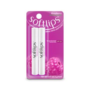 softlips raspberry lip balm with spf 20-2ct, 0.045 count