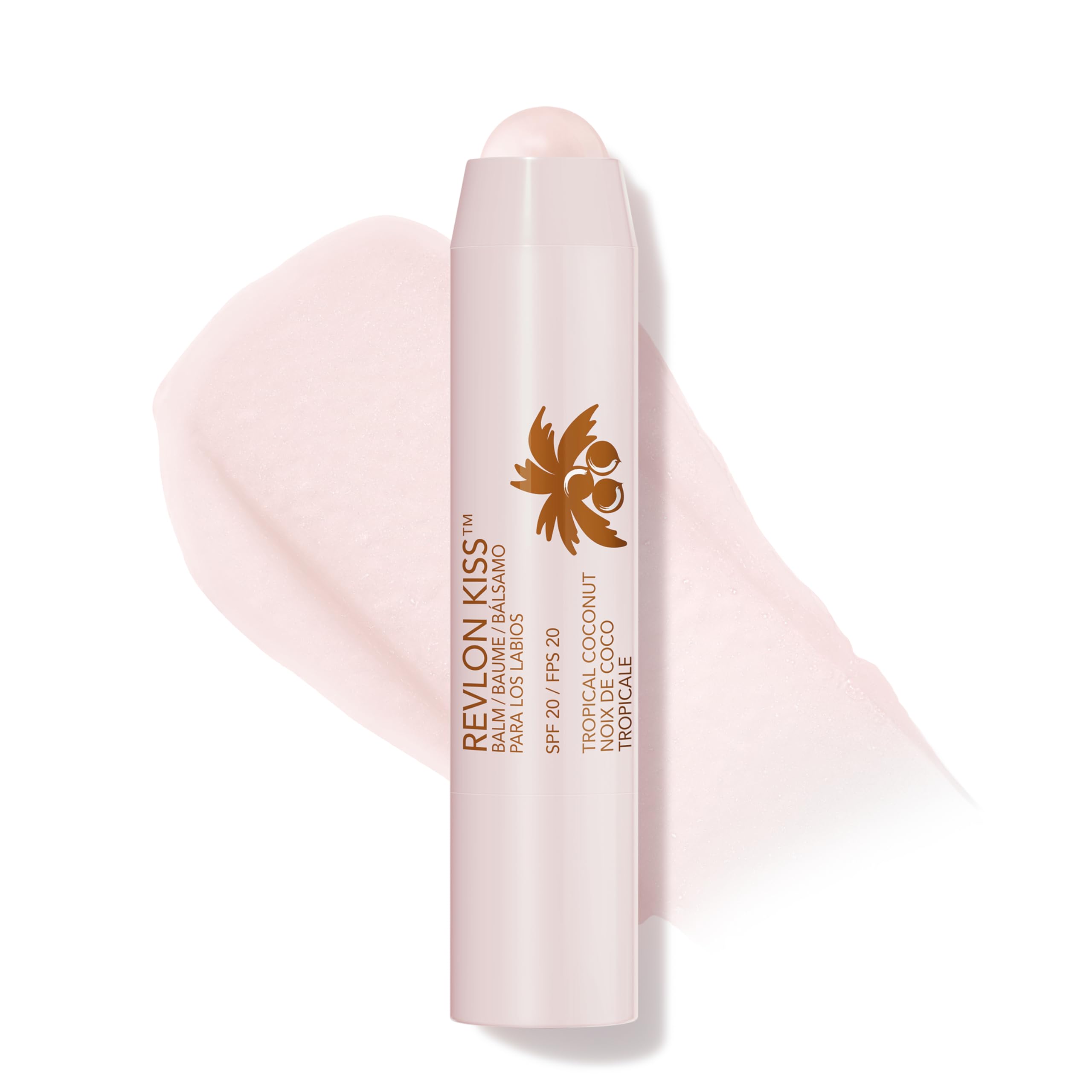 Revlon Lip Balm, Kiss Tinted Lip Balm, Face Makeup with Lasting Hydration, SPF 20, Infused with Natural Fruit Oils, 010 Tropical Coconut, 0.09 Oz