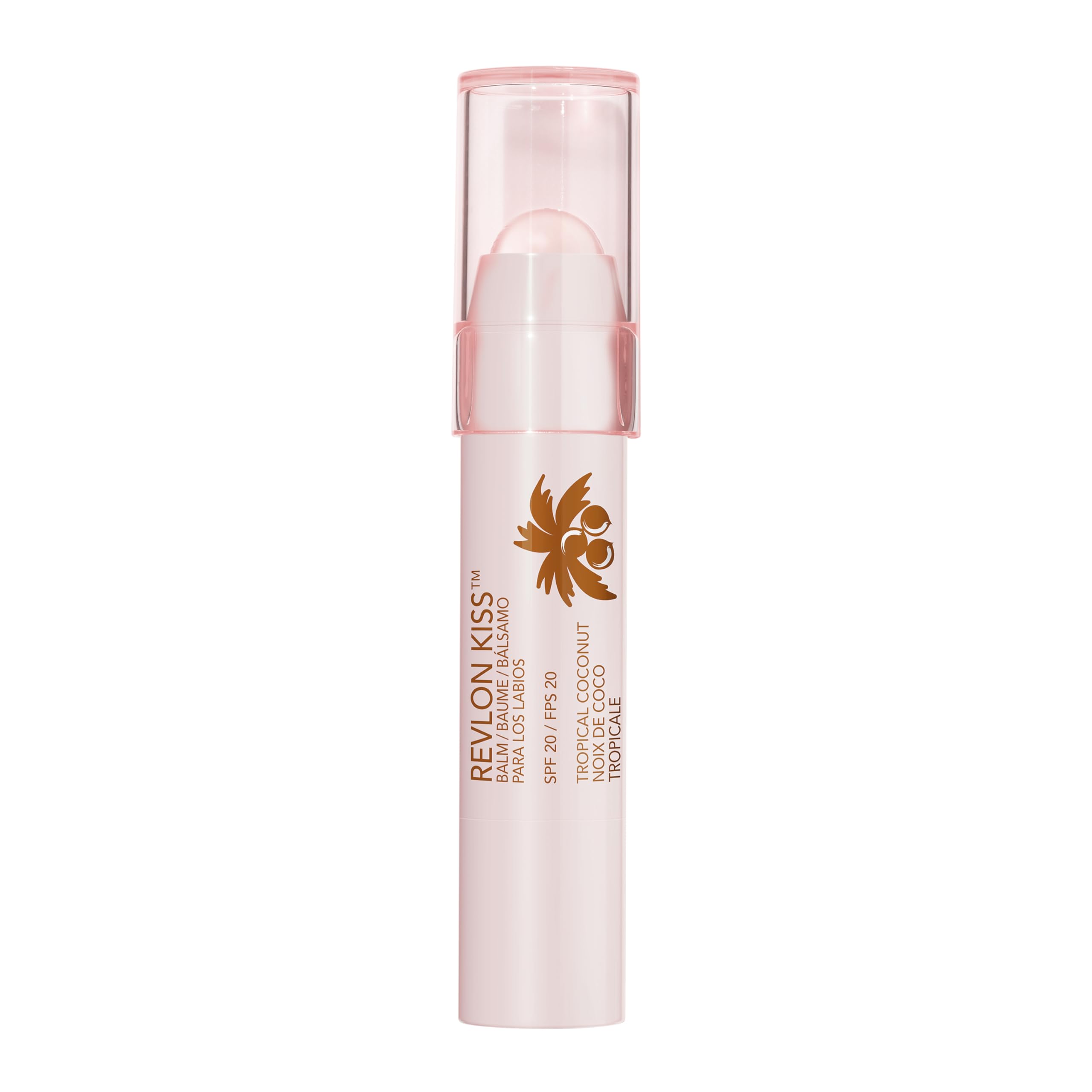 Revlon Lip Balm, Kiss Tinted Lip Balm, Face Makeup with Lasting Hydration, SPF 20, Infused with Natural Fruit Oils, 010 Tropical Coconut, 0.09 Oz