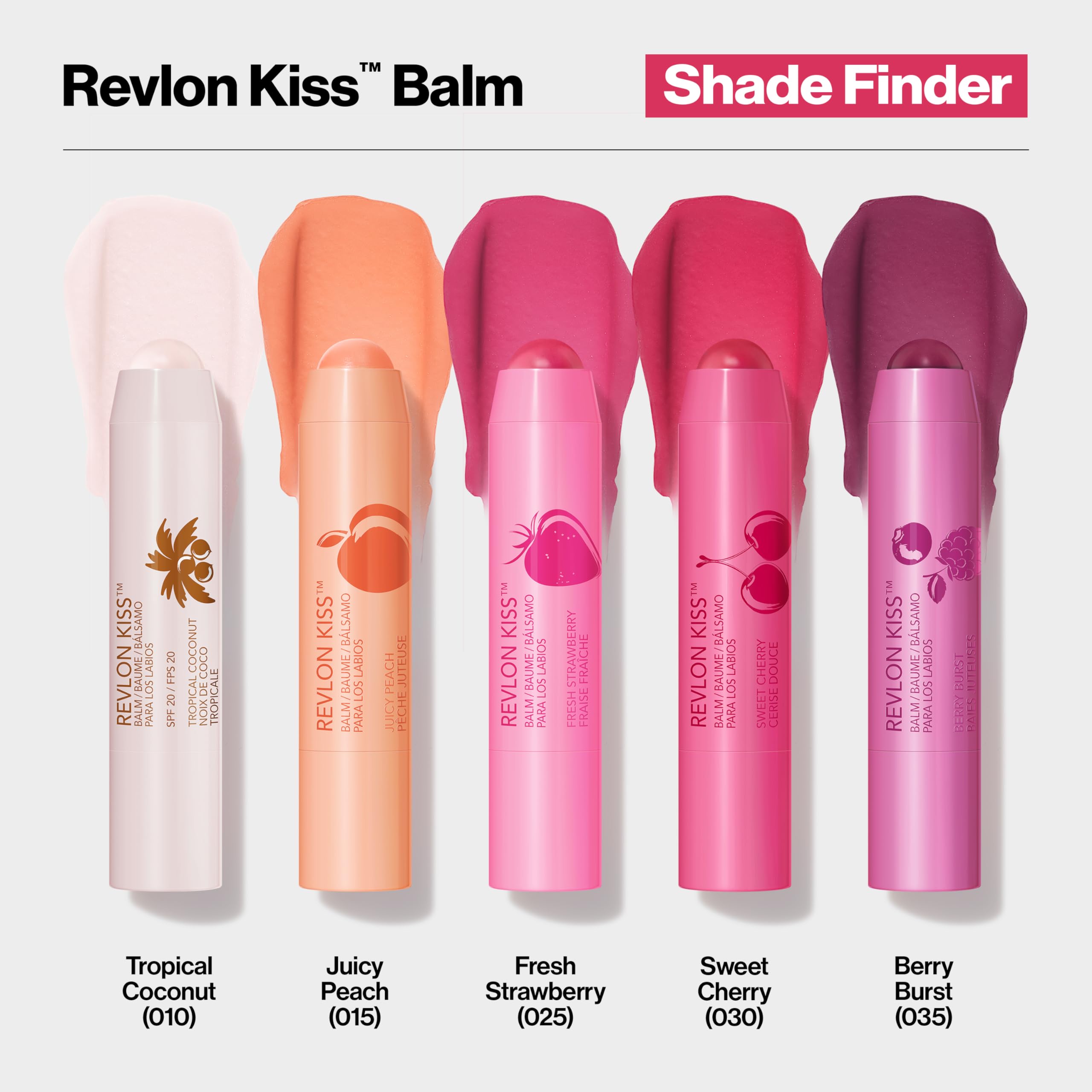 Revlon Lip Balm, Kiss Tinted Lip Balm, Face Makeup with Lasting Hydration, SPF 20, Infused with Natural Fruit Oils, 010 Tropical Coconut, 0.09 Oz