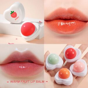 4Pcs Fruit Lip Balm Set,Moisturizing Lip Care Lip Balm,Long Lasting Nutritious Lip Balm Lipsticks Moisturizer,Natural Organic Lip Balm Fruit-Flavored Color,Citrus,Peach,Strawberry,Cantaloupe Lip Balm…