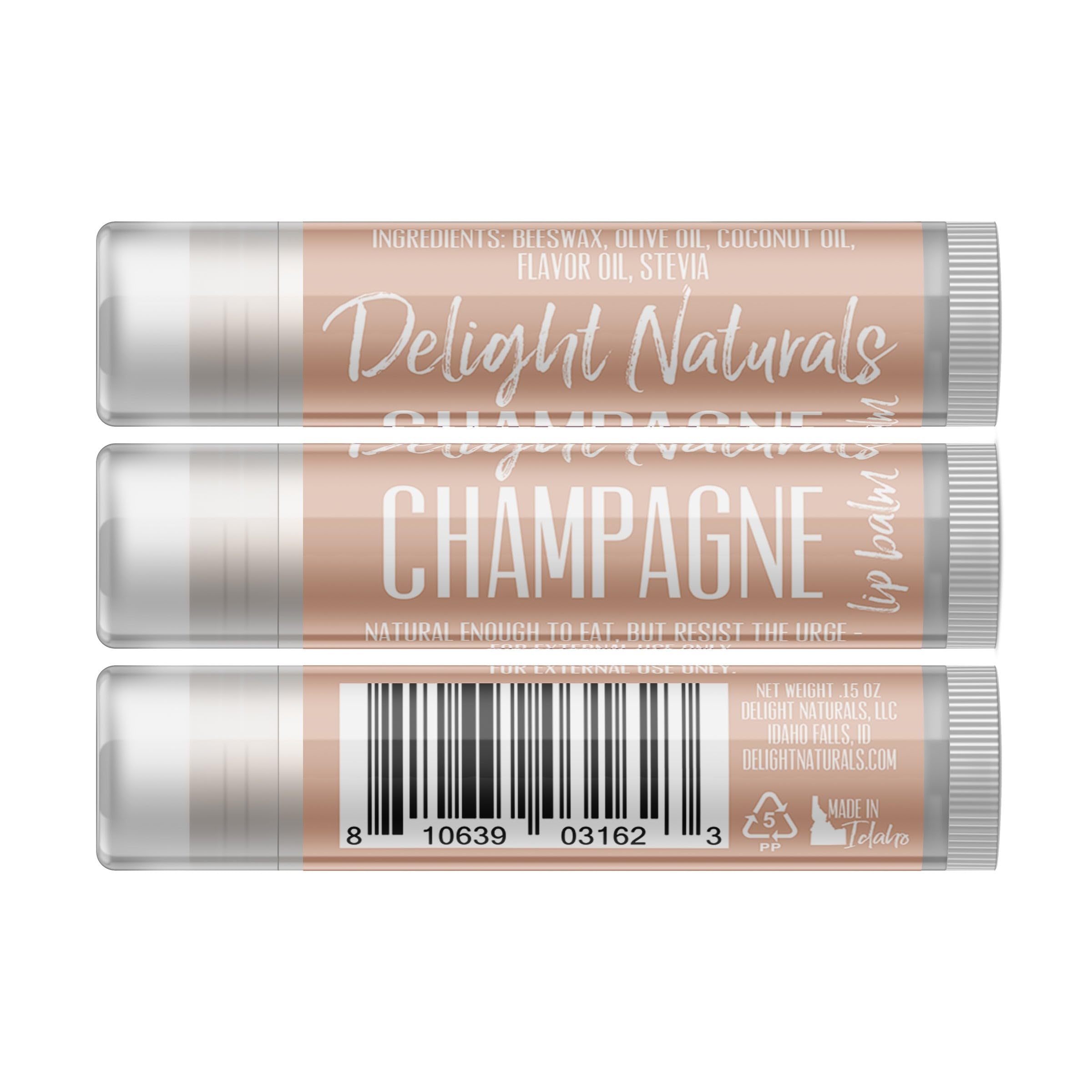 Delight Naturals Smooth Sippin' White Wine Lip Balm Gift Set - Chardonnay, Rosé, Moscato, and Champagne