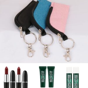 Meiiy Chapstick Holder Lip Balm/Gloss Sleeve Pouch Portable Lipstick Bag With Hook Gift for Women (3pcs)