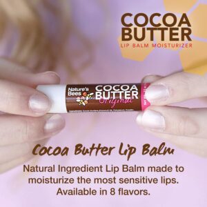 Nature's Bees - Cocoa Butter Lip Balm Moisturizer - Original 24 Pack, 4 Flavors - Original, Shea Butter, Mango Butter, Olive Oil - Made w/Coconut Oil, Beeswax, Vitamin E, Aloe - 0.15oz (4.2g)