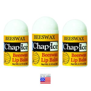 Chap-Ice® | 12-Count Mini Beeswax Peppermint Lip Balm | Lip Balm Pack Fortified with Coconut Oil for Dry, Cracked Lips | Made in USA | 12-Count Mini Lip Balm with Peppermint Flavor (0.10oz/3g Each)