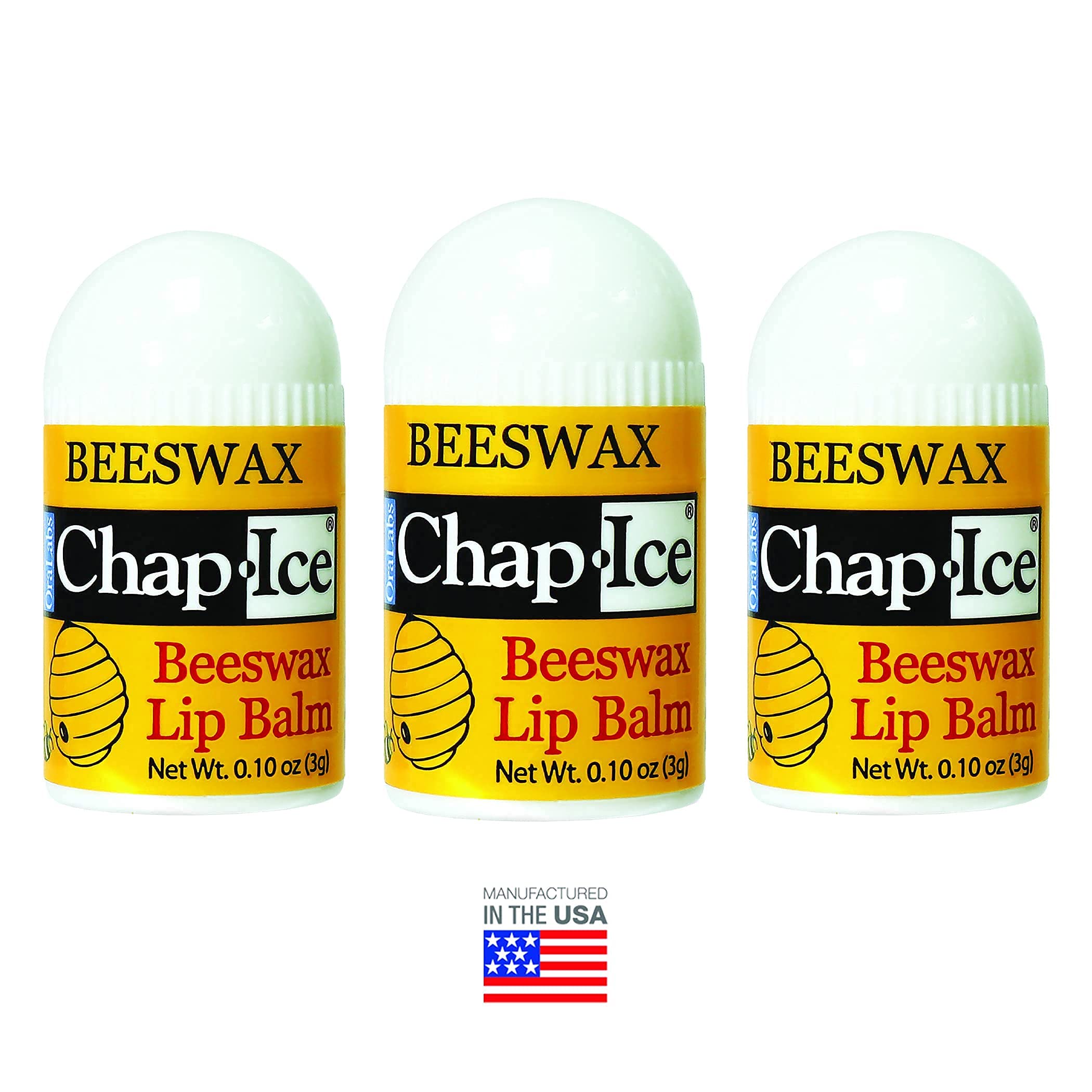 Chap-Ice® | 12-Count Mini Beeswax Peppermint Lip Balm | Lip Balm Pack Fortified with Coconut Oil for Dry, Cracked Lips | Made in USA | 12-Count Mini Lip Balm with Peppermint Flavor (0.10oz/3g Each)