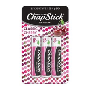 chapstick classic skin protectant flavored lip balm tube, cherry flavor, 0.15 ounce (pack of 3)