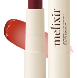 Melixir Vegan Lip Butter #06 Lust Red(Tinted) (+11 more colors) 0.13oz, Bee Free, Petrolatum Free, Deep Nourishing Plant-Based Vegan Chapstick, Vegan Lip Balm for Dry, Cracked and Chapped Lips