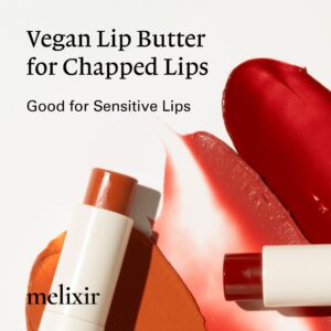 Melixir Vegan Lip Butter #06 Lust Red(Tinted) (+11 more colors) 0.13oz, Bee Free, Petrolatum Free, Deep Nourishing Plant-Based Vegan Chapstick, Vegan Lip Balm for Dry, Cracked and Chapped Lips