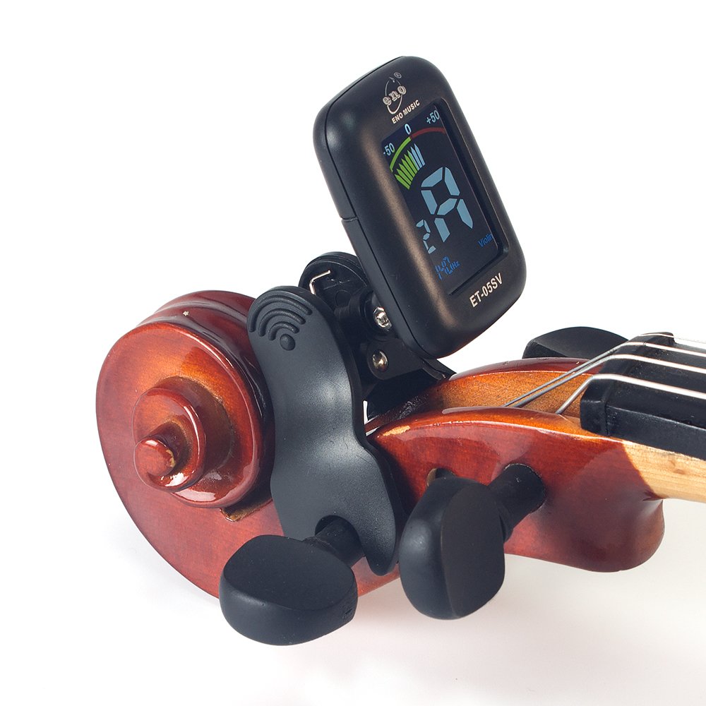 ENO MUSIC Professional Violin Viola Tuner, Colorful LCD Display Easy Control Clip on Accurate Violin Tuner