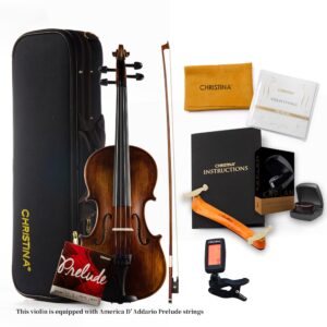 CHRISTINA Muse Full Size Violin Spruce Wood Fiddle Kit with Case,Bow, Additional String 4/4 Violin for Beginners Kid Adults