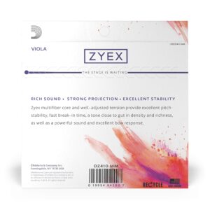 D'Addario Zyex Viola String Set, Medium Scale, Medium Tension