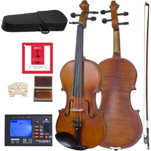 cecilio cva-500 solidwood ebony fitted viola with d'addario prelude strings, size 14-inch