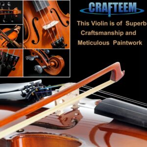 Crafteem Spruce and Maple Solid Wood Violin Outfit for Beginner Kids & Adults -Craft Your Perfect Sound and Begin Your Musical Journey with Confidence.