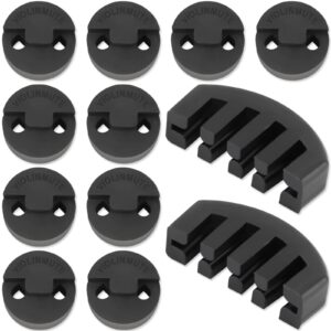 rubber violin practice mute set, 10 pack round tourte style mute for violin and small viola & 2 pack claw style 4/4 violin practice mute,ultra practice silencer(black)