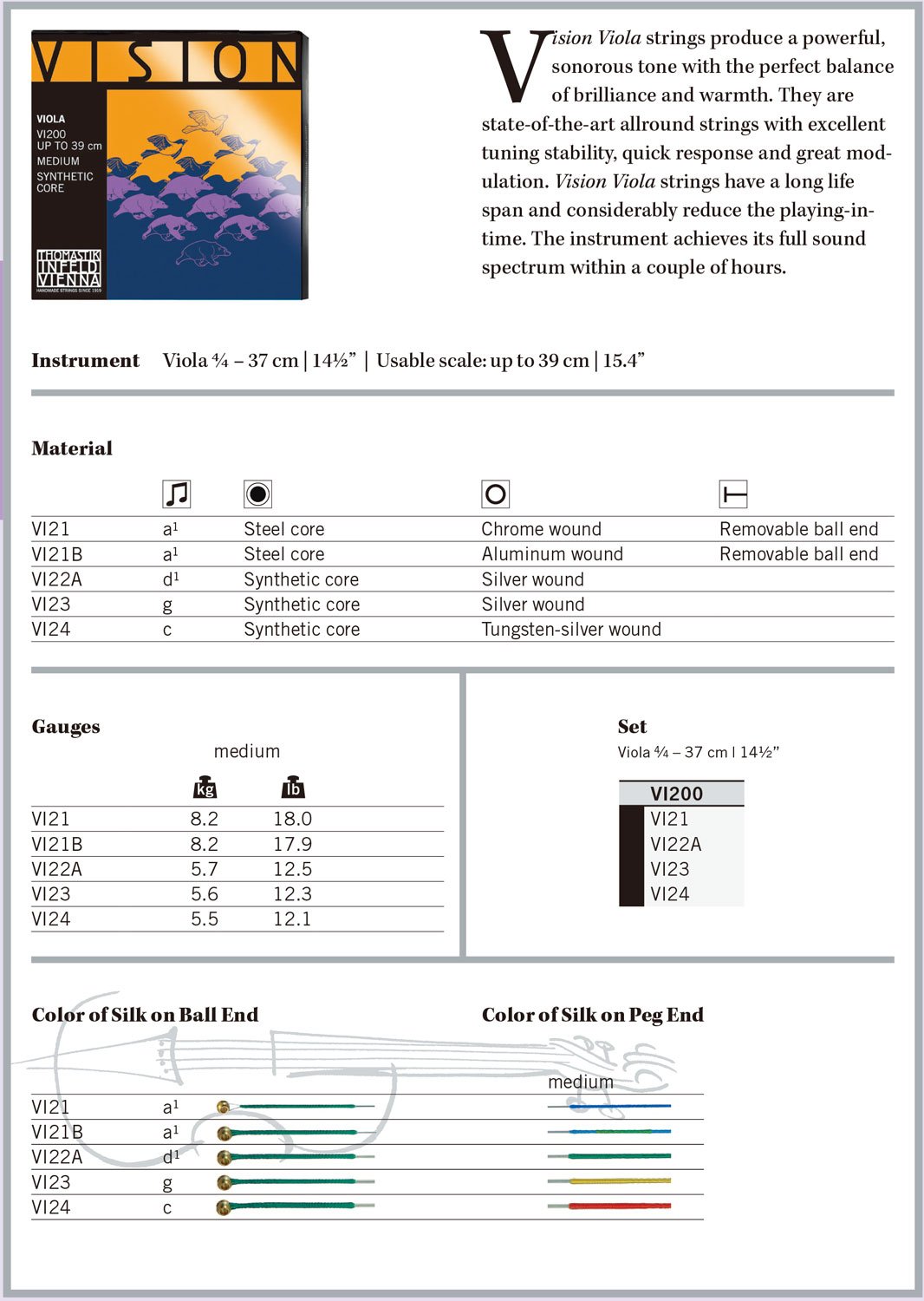 Thomastik-Infeld VI200 Vision Viola Strings Set 4/4
