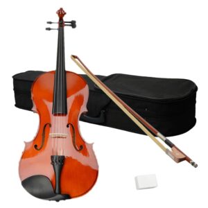 Acoustic Viola Case Bow Rosin Musical Instrument Viola Set, Varnish Solid Wood Viola Outfit with Lightweight Case, Bow and Rosin for Adults,Beginners Students (16'', Nature Color)