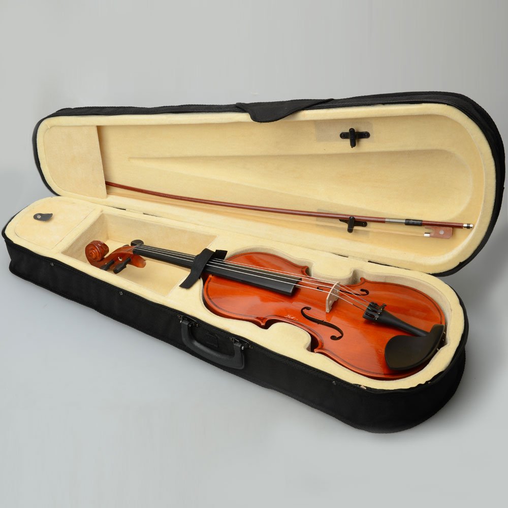 Acoustic Viola Case Bow Rosin Musical Instrument Viola Set, Varnish Solid Wood Viola Outfit with Lightweight Case, Bow and Rosin for Adults,Beginners Students (16'', Nature Color)