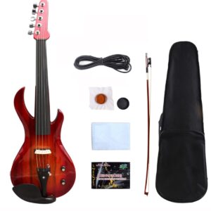 Vetimobato Electric Viola 16 inch Full Size Solid Wood Ebony Accessories with Viola Case & Viola Bow & AUX cable & Headphone (5 String)